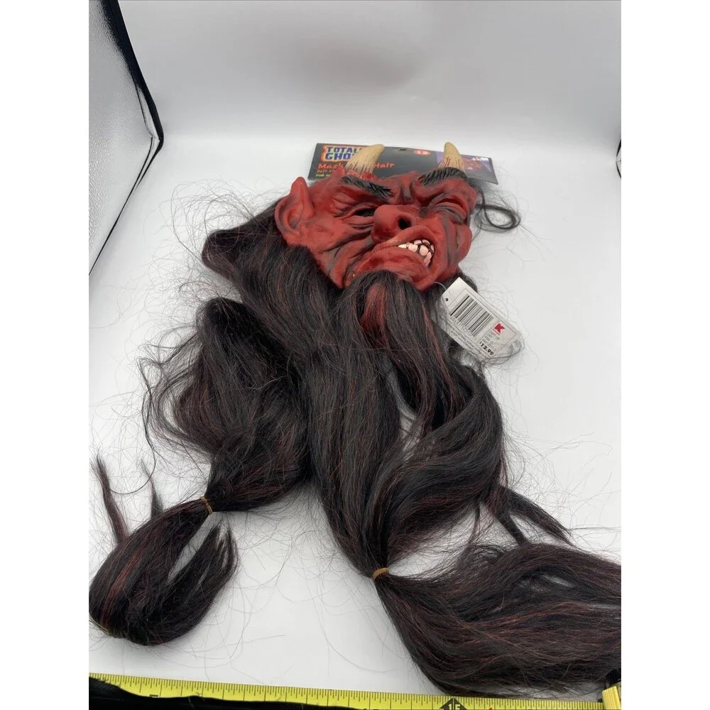 NWT Halloween VTG Kmart Totally Ghoul Super Hair Mask Devil Satan Scary